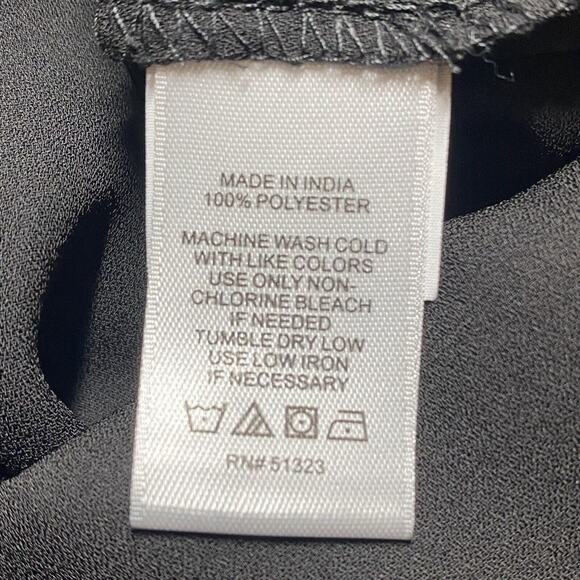 5/$25 CeCe Ruffle Sheer Lined Button Up Black Dressy Blouse Top Size XS - Picture 7 of 7